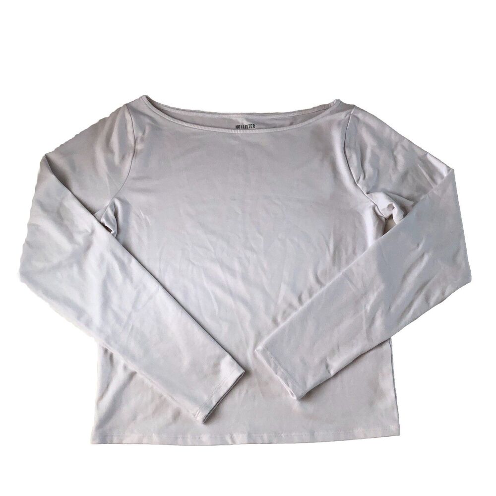 Hollister Women’s  Long Sleeve Top Slash Boat Neck Soft Stretch Knit Large